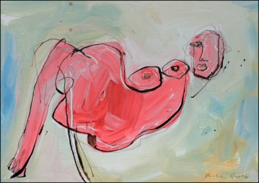 Painting titled "Tina (Red Nude)" by Jiri Havlik, Original Artwork, Acrylic
