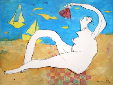 Painting titled "On The Beach" by Jiri Havlik, Original Artwork, Acrylic