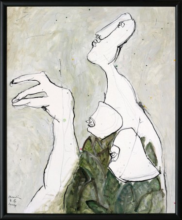 Peinture intitulée "M." par Jiri Havlik, Œuvre d'art originale, Encre