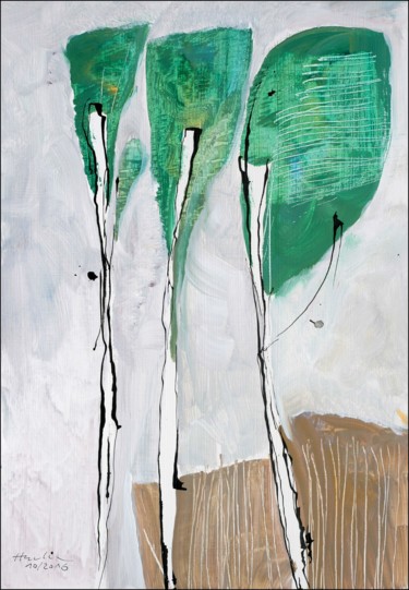 「Only Three trees」というタイトルの絵画 Jiri Havlikによって, オリジナルのアートワーク, アクリル