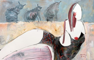 Peinture intitulée "Three Males" par Jiri Havlik, Œuvre d'art originale, Acrylique