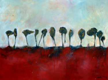 Peinture intitulée "Red Field" par Jiri Havlik, Œuvre d'art originale, Acrylique