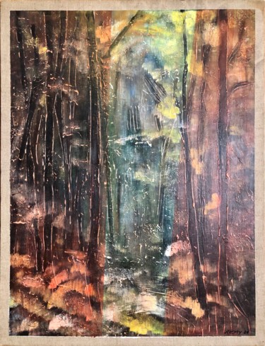 Painting titled "sous-bois" by Roemy, Original Artwork, Acrylic