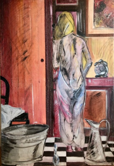 Malerei mit dem Titel "Toilette" von Roemy, Original-Kunstwerk, Acryl