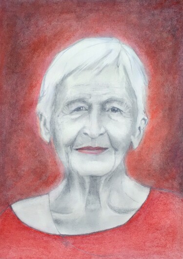 Desenho intitulada "Rouge, je bouge" por Cla Portraits, Obras de arte originais, Pastel