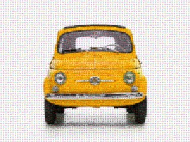 Digitale Kunst mit dem Titel "FIAT 500 1960 YELLO…" von Gaudi .C, Original-Kunstwerk, 2D digitale Arbeit