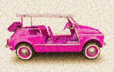 Arte digital titulada "FIAT 500 ST TROPEZ" por Gaudi .C, Obra de arte original, Trabajo Digital 2D