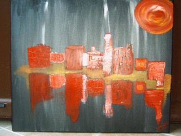 Peinture intitulée "rouge en reflet" par Clacla, Œuvre d'art originale