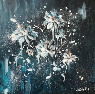 Pintura titulada "Galactic flowers" por Claire Morand, Obra de arte original, Acrílico