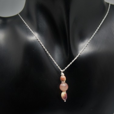 Artcraft titled "Collier Agate, Perl…" by Clair De Perle Créations, Original Artwork, Necklaces