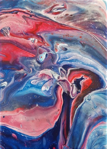 Painting titled "Eruption sous marin…" by Clair De Perle Créations, Original Artwork, Acrylic