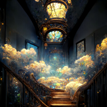 Arts numériques intitulée "La maison aux nuages" par Claire Ai Art, Œuvre d'art originale, Image générée par l'IA