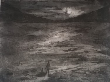 Gravures & estampes intitulée "clair de lune" par Claire Anna, Œuvre d'art originale, Eau-forte