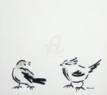 Dessin intitulée "Oiseau-05.jpg" par Claire Arnoult, Œuvre d'art originale, Encre