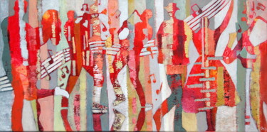 Painting titled "musique et danse" by Claire Biette, Original Artwork, Acrylic Mounted on Wood Stretcher frame