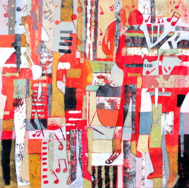 Pintura titulada "jazz band" por Claire Biette, Obra de arte original, Acrílico Montado en Bastidor de camilla de madera