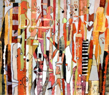 Pintura intitulada "musique et danse, l…" por Claire Biette, Obras de arte originais, Acrílico Montado em Armação em madeira