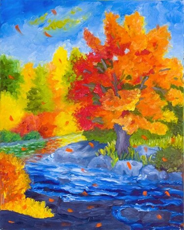 Peinture intitulée "Doux automne" par Claire Bizier, Œuvre d'art originale, Huile