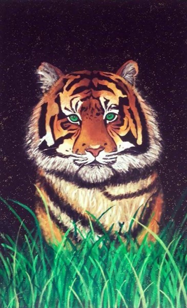 「The Tiger」というタイトルの絵画 Lun'Artistによって, オリジナルのアートワーク, アクリル