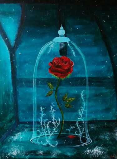 「La Rose Enchantée」というタイトルの絵画 Lun'Artistによって, オリジナルのアートワーク, アクリル