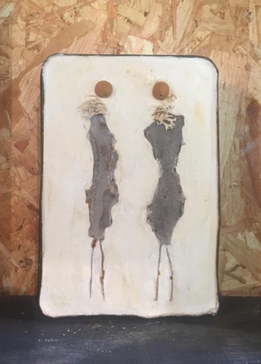 Скульптура под названием "Duo 2" - Claire Delteil, Подлинное произведение искусства, Дерево