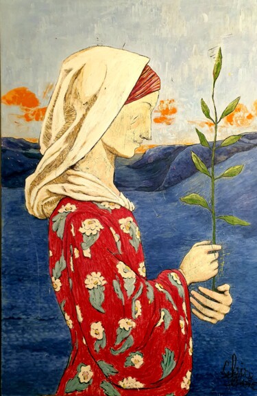 Pittura intitolato "Olive Branch" da Claire Denarie-Soffietti, Opera d'arte originale, Acrilico