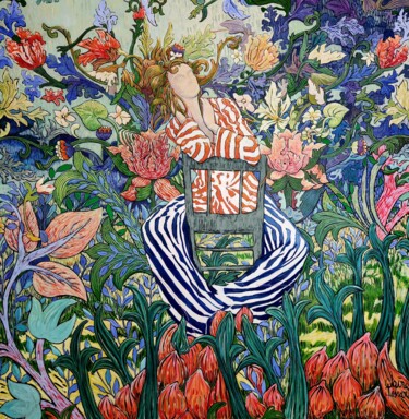 Картина под названием "Reves et Pyjamas" - Claire Denarie-Soffietti, Подлинное произведение искусства, Акрил Установлен на Д…