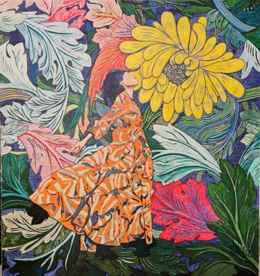 Painting titled "Burst of Bloom" by Claire Denarie-Soffietti, Original Artwork, Acrylic