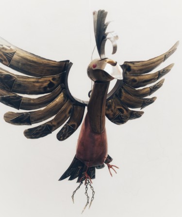 Sculpture titled "Phoenix oxydé" by Claire Savail, Original Artwork, Metals