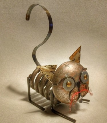 Sculpture intitulée "Le chaton" par Claire Savail, Œuvre d'art originale, Métaux