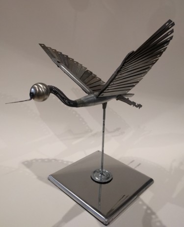 Sculpture titled "Héron" by Claire Savail, Original Artwork, Metals