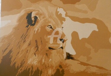 Peinture intitulée "Lion" par Claire Fleur-Gilles, Œuvre d'art originale, Acrylique