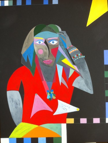 Malerei mit dem Titel "Jeune femme aux bra…" von Claire Galli, Original-Kunstwerk, Gouache