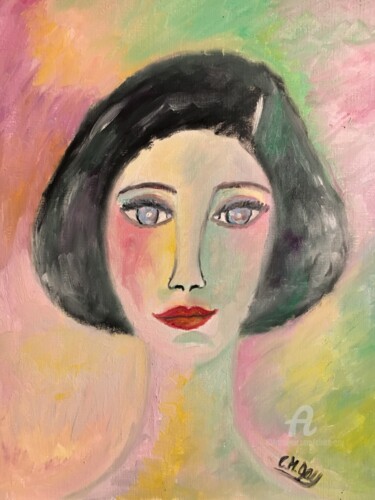 Painting titled ""Miss you"" by Claire Marie Gay, Original Artwork, Oil Mounted on Wood Panel