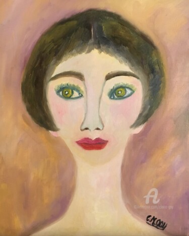 Painting titled ""Aude"" by Claire Marie Gay, Original Artwork, Oil Mounted on Wood Panel