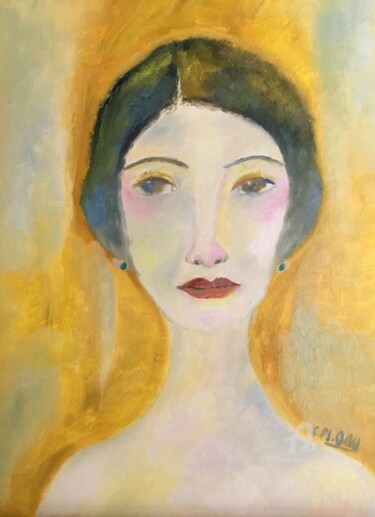 Painting titled ""Céleste"" by Claire Marie Gay, Original Artwork, Oil Mounted on Wood Panel