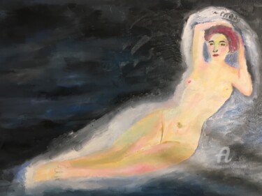 Painting titled ""Étude de Nu"" by Claire Marie Gay, Original Artwork, Oil Mounted on Wood Panel