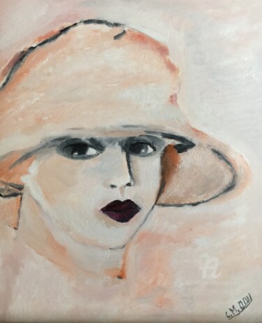 Painting titled ""La passante"" by Claire Marie Gay, Original Artwork, Oil Mounted on Wood Panel