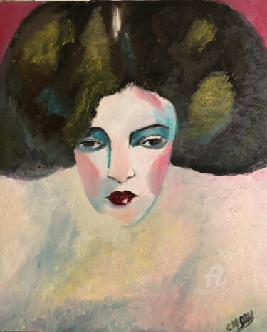 Painting titled ""Femme"" by Claire Marie Gay, Original Artwork, Oil Mounted on Wood Panel