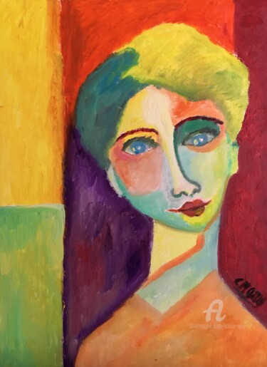 Painting titled ""Rachel"" by Claire Marie Gay, Original Artwork, Oil Mounted on Wood Panel