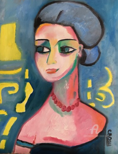 Painting titled ""Féminité"" by Claire Marie Gay, Original Artwork, Oil Mounted on Wood Panel