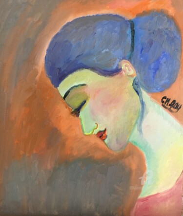 Painting titled ""Ornella"" by Claire Marie Gay, Original Artwork, Oil Mounted on Wood Panel