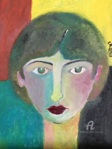 Painting titled ""Anna"" by Claire Marie Gay, Original Artwork, Oil Mounted on Wood Panel