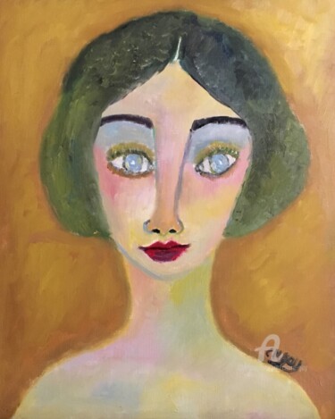 Painting titled ""Adrienne et la lum…" by Claire Marie Gay, Original Artwork, Oil Mounted on Wood Panel