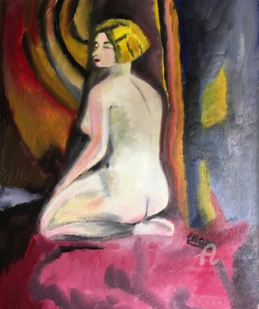 Картина под названием ""Nu prenant la pose"" - Claire Marie Gay, Подлинное произведение искусства, Масло