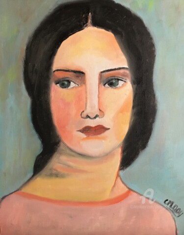 Painting titled ""Cérès"" by Claire Marie Gay, Original Artwork, Oil Mounted on Wood Panel