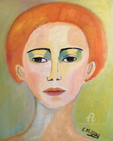 Painting titled ""Gentiane"" by Claire Marie Gay, Original Artwork, Oil Mounted on Wood Panel
