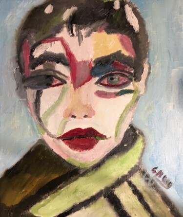 Painting titled ""Douleur"" by Claire Marie Gay, Original Artwork, Oil Mounted on Wood Panel
