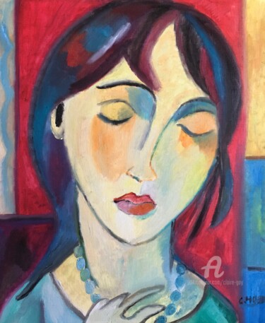 Painting titled ""Oulina" -esquisse-" by Claire Marie Gay, Original Artwork, Oil Mounted on Wood Panel