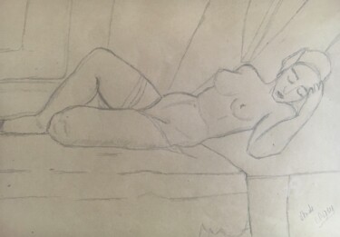 Drawing titled ""Esquisse de l'endo…" by Claire Marie Gay, Original Artwork, Pencil Mounted on Cardboard